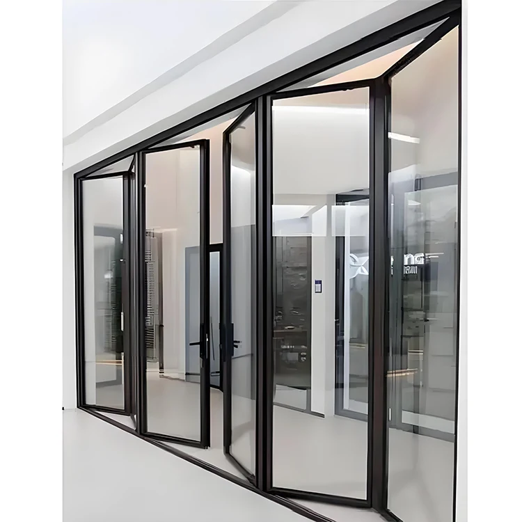 Puerta de vidrio plegable de aluminio